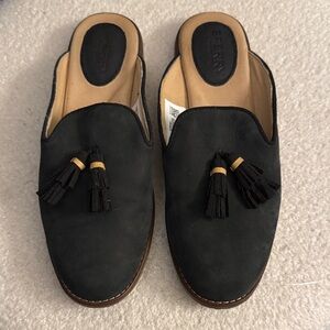Sperry Suede Mules with tassels Navy